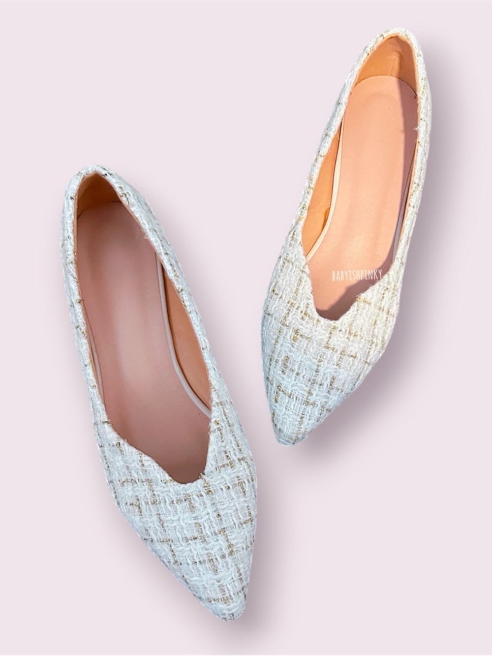 Elegant Pointed Tweed Ballet Flats